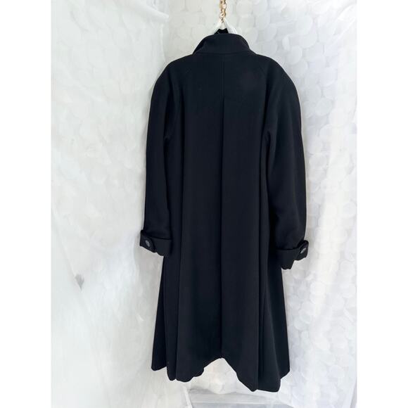 Women’s 24 W Black WOOL MAXI Coat LONG Swingy Back Pleat HEAVY Brylane Classic - Picture 5 of 9